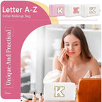 Small Personalized Initial A-Z Preppy Patch Makeup Bag,White PU Chenille Letter Travel Cosmetic Pouch with Zipper,Cute Toiletry Bag,Gift Ideal for Teen Girls Women Teacher Bridesmaid,Letter K