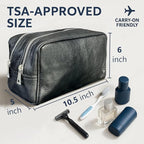 RUSTIC TOWN Full Grain Leather Travel Toiletry Bag - Cosmetic Makeup Kit Organizer (Medium, Black)
