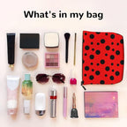 MOLAIGIN Red Black Polka Ladybugs Dot Cosmetic Bag For Women, Travel Makeup Bag, Toiletry Zipper Bag, Large Capacity Aesthetic Cases