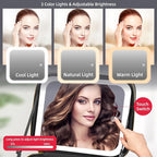 Makeup Bag with Mirror and Light 3 Colors, Travel Make up Bag with Mirror Portable Lighted Makeup Case Organizer Cosmetic Case with 2-Layers Adjustable Dividers & 10X Magnifying Mirror(Black)