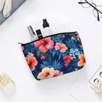 Travel Cosmetic Bag, Large Makeup Case, Toiletry Bag, Personality Fashion Zipper Cosmetic Case Tropical Hawaiian Colorful Hibiscus Flowers