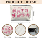 God Says I Am Pink Christian Makeup Bag, Coquette Pink Bow Preppy Cosmetic Bags for Women, Christian Gifts for Women, Faith Based Gifts, Coquette Preppy Bowknot Stuff Zipper Makeup Pouch