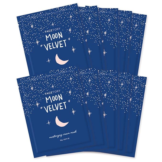 FACETORY FaceMasks Mask Skin Care – MOON VELVET Face Masks Skin Care with Sodium Hyaluronate & Shea Butter | Face Mask Spa Moisturizing Treatment (10 Pack)