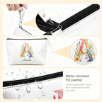 Personalized Makeup Bag Initial&Birth Flower Custom Small Travel Cosmetic Bag with Name Cute Makeup Bag for Women Girls