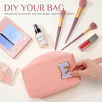 Sanwuta 9 Pcs Makeup Bags Bulk PU Double Zippers Cosmetic Bag Makeup Toiletry Christmas Small Pouch Portable Travel Organizers Case for Women Bridesmaid Party End of The Year(Pink Purple Series)