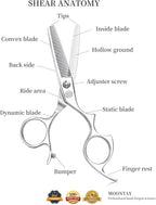 Moontay 5.5" Hair Cutting Shears with Large Finger Holes, Professional Barber Stylist Thinning Shears, Salon Hair Cutting Scissors, 440C Japanese Stainless Steel, Silver