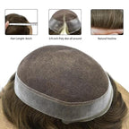FACE MIRACLE Toupee for Men French Lace Hairpiece Human Hair Replacement System Skin PU Mens Toupee Hair Wigs for Man V-Looped Front Hair Prosthesis 7"X9" #3 Dark Brown