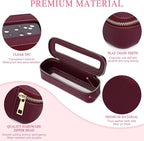 Pinkmik Travel Clear Makeup Bag with Brush Case TSA Approved Toiletry Bag Waterproof Cosmetic Organizer with Zipper Car Essential for Women (X/Burgundy, M+SLIM)