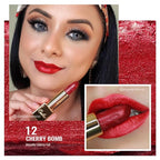 Oulac Red Lipstick Christmas Gifts for Women - Metallic 3D Shine Lightweight Hydrating Formula, High Impact Lip Color, Full Coverage Lip Makeup, Cherry Bomb(12)