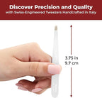 Venus by Regine Slant Tweezers - Handmade Precision Tool for Women & Men, 25-Degree Angle for Shaping Eyebrows & Grooming Facial Contours, Suitable for Eyebrow & Facial Hair Removal (White)