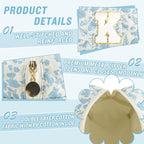 Personalized Quilted Cosmetic Bag, Puffy Monogrammed Christmas Birthday Gifts for Women & Girls, Cute initial Floral Makeup Bag Puffer Coquette Bag, Aesthetic Travel Toiletry Zipper Pouch(Blue,K)