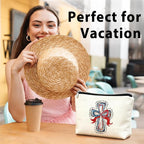 American Flag Bow Patriotic Aesthetic 4th of July Makeup Bag,July 4th Girly Cosmetic Bagsfor Women, Red White and Blue USA Toiletry Bag for Women, cosmetic bag, makeup case