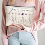 God Says You Are Cosmetic Bag, Inspirational Bible Verse Makeup Bag for Women, Floral Bible Verse Makeup Case, Sister Gifts, Friend Gifts, Affirmations Gifts, Christian Gifts, Birthday Gifts for Women