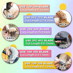 Docal Detachable Clipper Ceramic Blades 4FC/5FC/7FC Silver, Dog Grooming Clipper Replacement Blades Compatible with KM Series Clippers, Most A5, Size-4FC/5FC/7FC, Cut Length 3.2mm to 9.5mm, 3 Packs