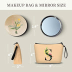 Women Birthday Unique Bride to be Bridal Shower Initial Gifts for Mom Sister Friend Her Teacher Aunt Makeup Cosmetic Bag with Mirror Mothers Day Christmas Graduation S
