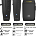 Supreme Trimmer Vader Clipper, Vader Trimmer & Crunch Foil Shaver | Professional Beard Trimmer, Men's Clippers | 3 in 1 Set, Black