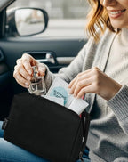 Aosbos Small Travel Makeup Pouch - Cosmetic Bag for Women, Midnight Black