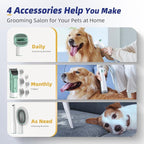 Dog Grooming Kit with Vacuum, 15000Pa Pet Hair Clipper and Shedding Brush, 50dB Low Noise, 2L Capacity, White