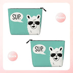 MOLAIGIN Funny Sup Llama Cosmetic Bag For Women, Travel Makeup Bag, Toiletry Zipper Bag, Large Capacity Aesthetic Cases