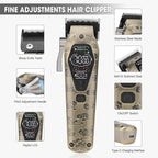 Professional Cordless Barber Clippers for Men - Hair Clippers Zero Gap T-Blade Trimmer Electric Foil Shaver and Nose Hair Trimmer Set, Hair Cutting Grooming Kit Ideal Gift for Men