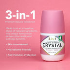 Crystal 3-in-1 BioHealth Deodorant, Coconut & Vanilla, Natural Odor Protection with Aloe & Hyaluronic Acid, Microbiome-Friendly, Moisturizing, Anti-Pollution Formula (2.25 Fl Oz)