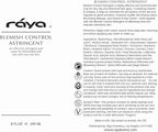 RAYA Blemish Control Astringent 16 oz (705) | Facial Toner for Very Oily and Break-Out Skin | Helps Normalize pH Levels and Regulate Oil Gland Secretion | Made with Vitamin-B | Great for Teens
