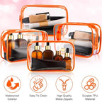 Weewooday 12 Pieces Clear Makeup Bags Cosmetic Storage Bags PVC Zipper Pouches Travel Waterproof Makeup Plastic Case for Women Organizing Toiletries Traveling Bathroom(Medium,Orange)