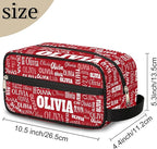 Custom Makeup Toiletry Bag, Personalized Red Travel Cosmetic Organizer Case Portable Bag with Zipper