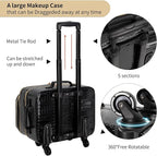 OCHEAL Rolling Makeup Train Case, 18" Carry On Travel Cosmetic Organizer Suitcase,Extra Large Trolley Makeup Storage Case On Wheels,3 Layers with 3pcs Traveling Bags for Hairstylist Cosmetology Artist