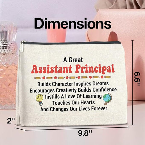 Assistant Principal Gifts for Women Makeup Bag, Assistant Principal Appreciation Gifts a Great Assistant Principal Cosmetic Bag Zipper Makeup Pouch