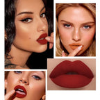 12Pcs Makeup Matte Lipstick Lip Kit, Classic Nudes & Bold Reds Lipstick Set, Non-Stick Cup Not Fade Liquid Lipstick Waterproof Long Lasting Durable Nude Lip Gloss, labiales mate 24 horas originale
