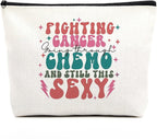 Makeup Bag Cancer Gifts for Women Funny Chemo Cancer Survivor Cancer Fighter Cancer Warrior Gifts for Her Cancer Patient Friends Inspirational Breast Cancer Awareness Toiletry Bag Zipper Pouch