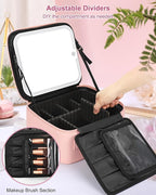 Relavel Initial Makeup Bag with LED Mirror for Women Girls, Personalized Travel Cosmetic Organizer Train Case, Birthday Gifts for Grandkids Bridesmaid Graduation Teacher Friends, Trendy Stuff, Pink L