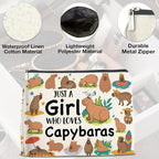 Capybara Lover Gifts Makeup Bag, Just a Girl Who Loves Capybaras Cosmetic Zipper Pouch