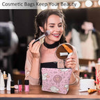 Makeup Bag For Purse Sheep, Farm Animal Weed Flower Sheep Cosmetic Bags For Women With Zipper Travel Toiletry Pouch Makeup Bags Makeup Organizers Purse For Toiletries Cosmetics