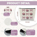 Goth Gothic Makeup Bag With Pink Bow - Skull Cosmetic Bag for Women, Girly, Cute Gothic Accessory for Skull Lovers