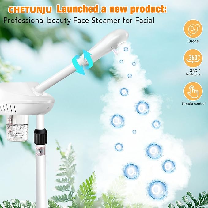 Professional Facial Steamer for Atomization Humidifier Atomizer, Adjustable Height and Angle, Face Steamer Clean Skin Firming Pores and Moisturizing Suitable for a Beauty, Spa, at Home