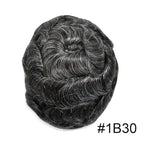 Mens Toupee Human Hair Piece French Lace Toupee for Man Hair System Indian Human Hair Replacement Systems V-Looped PU Front Hairpieces 7"X9" #1B30 1B# OFF BLACK WITH 30% SYNTHETIC GREY