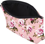 Cute Travel Makeup Bag Cosmetic Bag Small Pouch Gift for Women (Flowers Blush Pink)