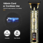 Men's T-Blade Hair Clippers, Waterproof & Low Noise, Professional Hair Trimmer, USB Quick Charge & LED Display, Ergonomic All Metal Design