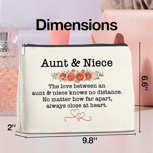 Aunt and Niece Gifts Makeup Bag Christmas Birthday Gifts for Aunt Niece Cosmetic Bag Zipper Makeup Pouch