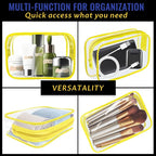 16 Pieces Clear Makeup Bag PVC Zippered Clear Toiletry Carry Pouch Portable Cosmetics Bag Waterproof Makeup Bag Vinyl Plastic Organizer Case for Travel Vacation Bathroom (Yellow-M)