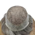 FACE MIRACLE Mens Toupee Lace Front Hairpieces Soft Human Hair Replacement System Natural Hairline Toupee for Men French Lace Mens hair Units 8"X10" #350 3# DARK BROWN WITH 50% SYNTHETIC GREY