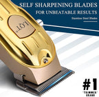 Professional Hair Clipper Set, Gold, LED Display, with Trimmer, 8 Guide Combs, Barber Shaver Set, with Travel Case and Haircut Cape (Gold)