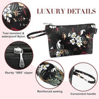 Gloppie Makeup Bag Small Cosmetic Bag for Purse Portable Travel Makeup Pouch for Women White Flower