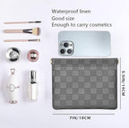 Leather Pocket Cosmetic Bag for Purse,Coin Purse Lipstick Cosmetic Accessories Organizer, Travel Kit Storage Pouch,Waterproof Portable No Zipper Self-closing