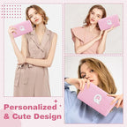 ChaoGreat Bride Gifts – Personalized Initial Makeup Bag with Pearl Rhinestone Patch, Preppy Pink Monogram Cosmetic/Toiletry Pouch, bridesmaid Gifts, Bridal Shower Gifts, Wedding Gifts, Bridal Gifts,Q