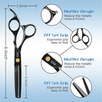 11-Piece Hair Cutting Scissors Kit - Professional Set with Thinning Scissors, Comb, Cape, Clips, Brush, Leather Bag for Barber, Salon, Home