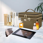 Makeup Bag Women, 8.8L Large Cosmetic Train Case, Make up Bags Organizer Box Travel-Size Accessories Bottles, Brushes, and Skin Care Products, Toiletry Bag for Women Pink 2.33 GAL