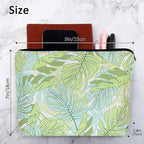 Palm Leaves Makeup Organizer Bag Cosmetic Bag For Men Women, Tropical Beach Palm Leaf Floral Travel Toiletry Bag Flax Makeup Bags Purse Business Makeup Pouch For Toiletries Cosmetics Green